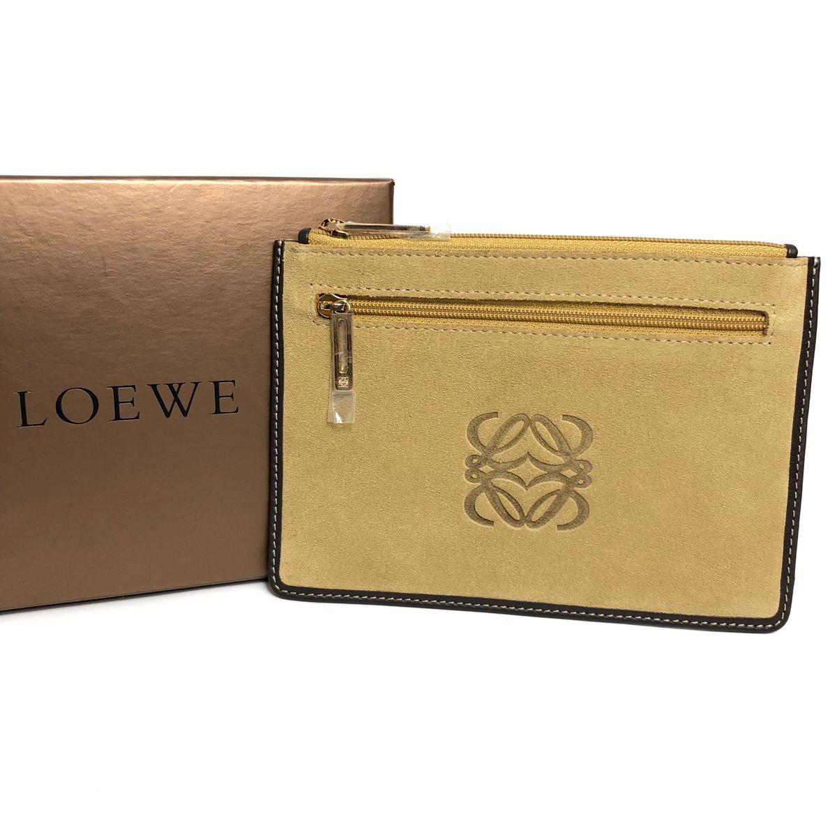 未使用保管品】LOEWE ロエベ ポーチ スエード ベージュ アナグラム