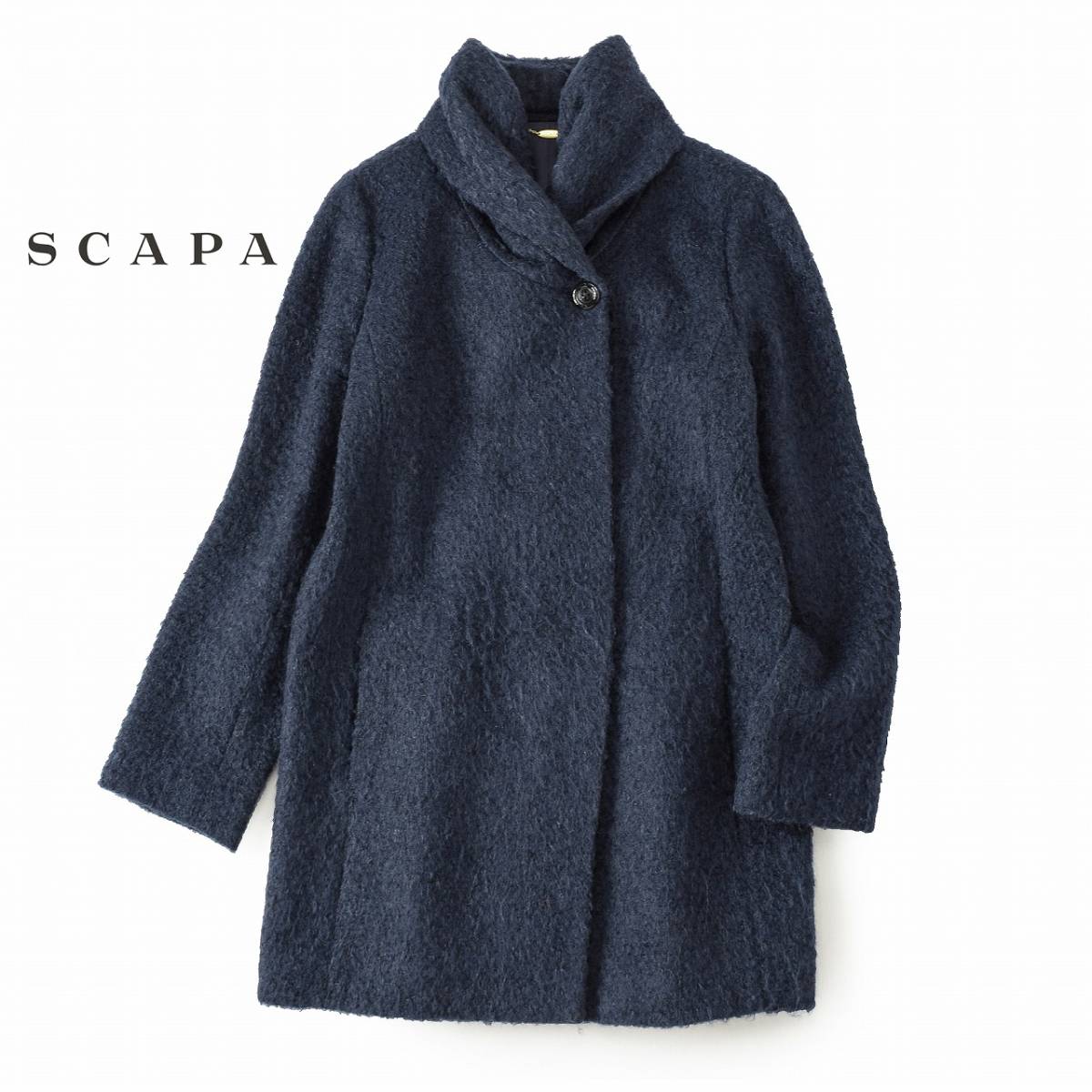 美品★素敵832★SCAPAスキャパ10万★38size/9号★コート紺N127_画像1