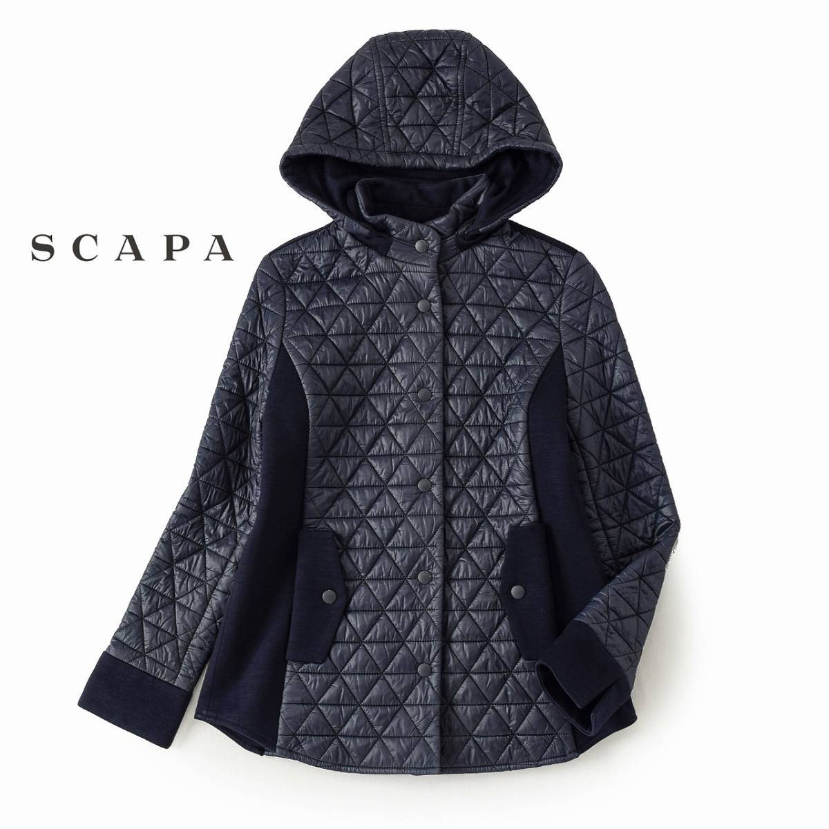 美品★素敵824★SCAPAスキャパ6.2万★34size/7号★ジャケット紺N198_画像1