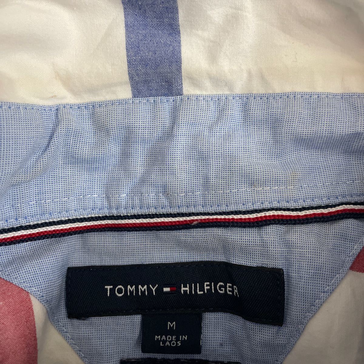 TOMMY HILFIGER 長袖チェックシャツ　ボタンダウン 古着　Mサイズ　ホワイト_画像6