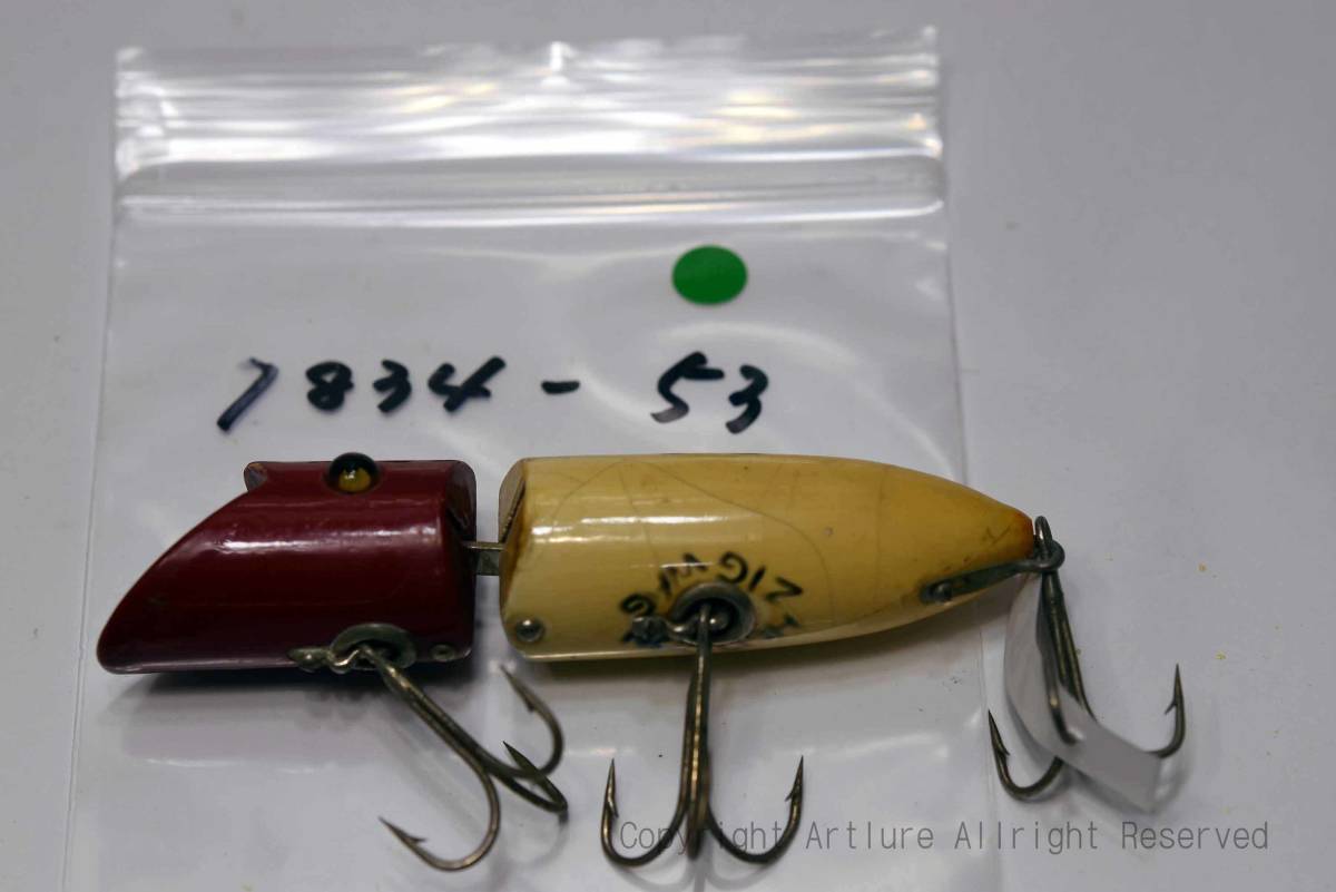 VINTAGE wooden LURE HEDDON ZIG WAG (7834-53)USA MADE VINTAGE wooden LURE HEDDON ZIG WAG (7834-53)USA MADE