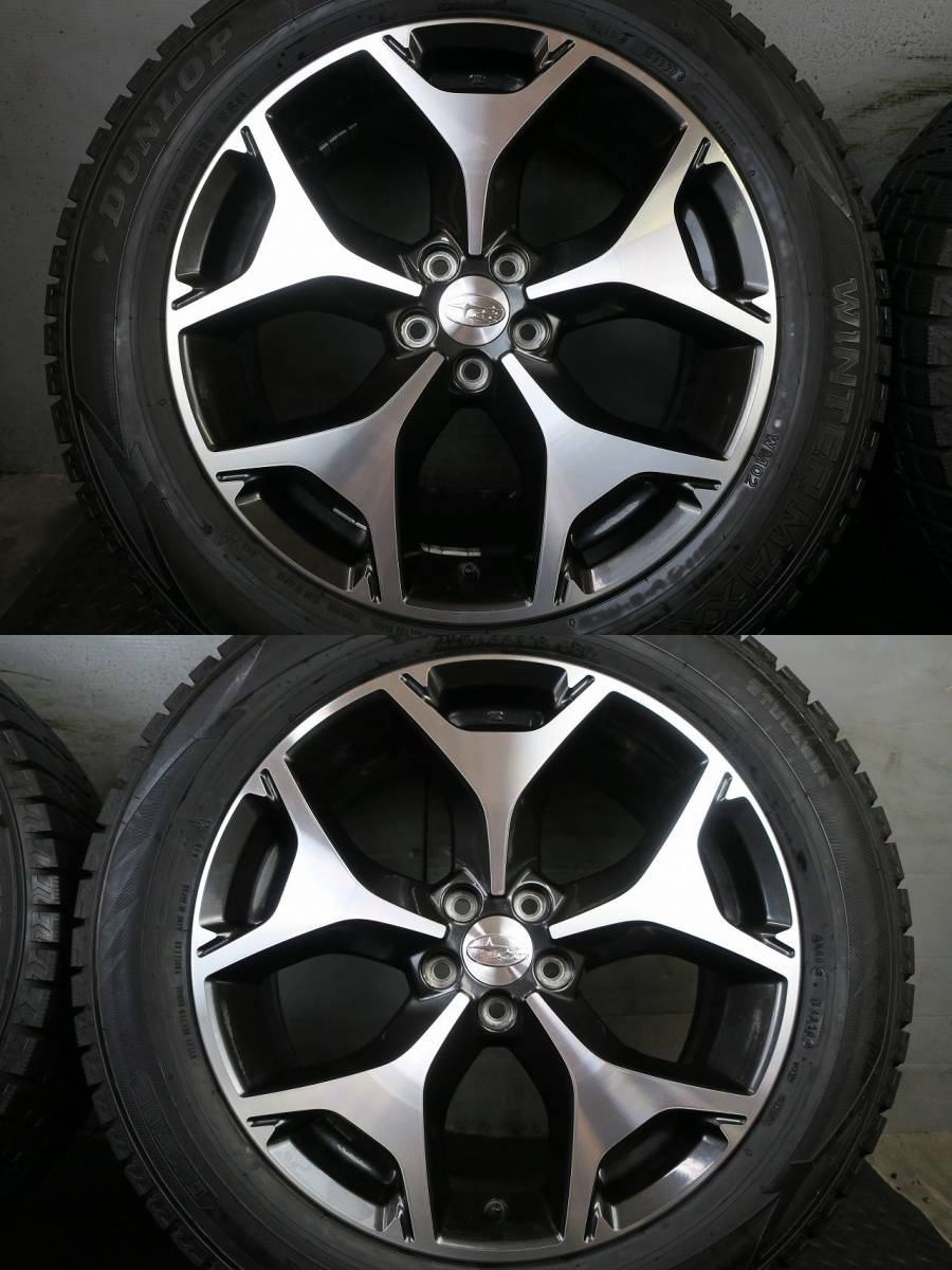 雪道安心 2020年製 国産スタッドレス ダンロップ WM02 225/55R18 スバル純正 フォレスター XV PCD100/5H 倉庫保管品 手渡しOK 迅速発送_画像3