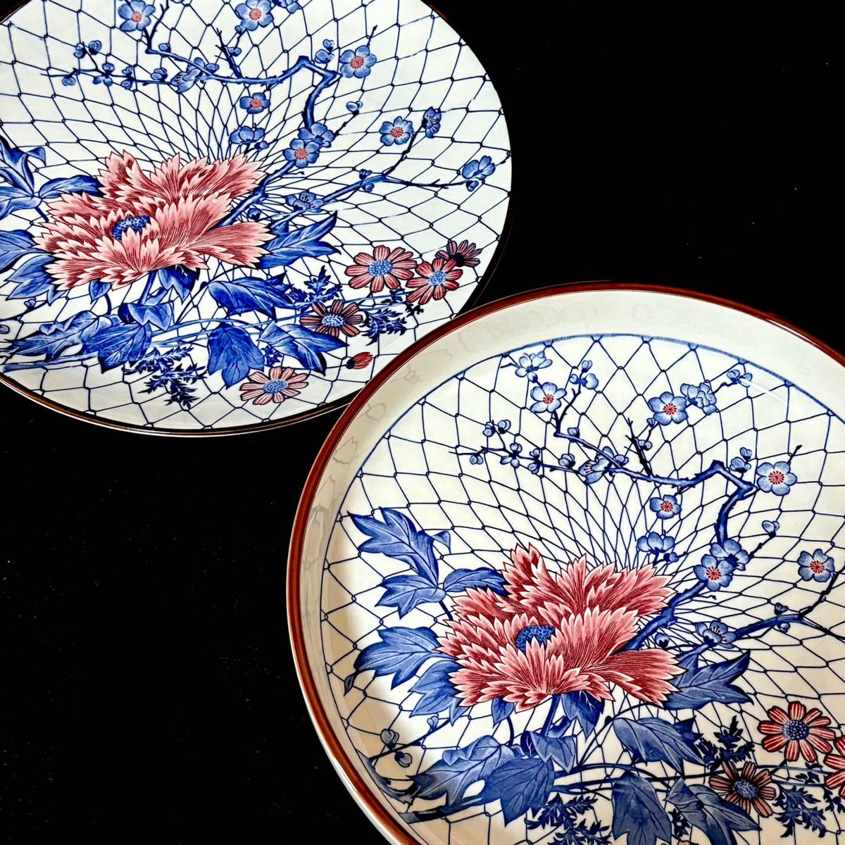 ＊【未使用】TOMINAGA TOKI 網目牡丹 料理揃 大皿 盛鉢 飾り皿 梅