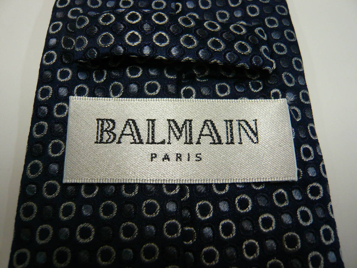 バルマン　ネクタイ 05C　新品　専用ケース無し　ご自身用に！　BALMAIN　小柄　ネイビー/グレー