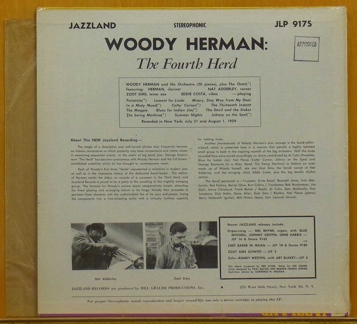 ●レア!シュリンク美品!ダブル洗浄済!Zoot Sims(ズート シムズ)/Eddie Costa★Woody Herman『The Fourth Herd』USオリジLP #61268_画像2