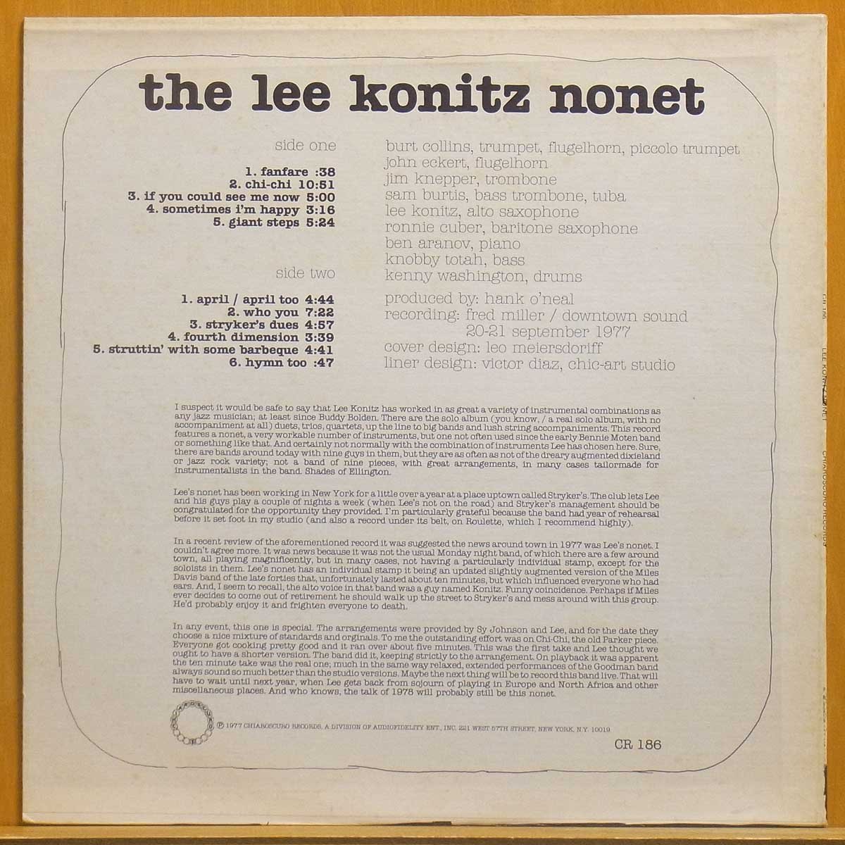 ●美盤!好盤!★Lee Konitz(リー・コニッツ)『Nonet』USオリジLP #61259_画像2