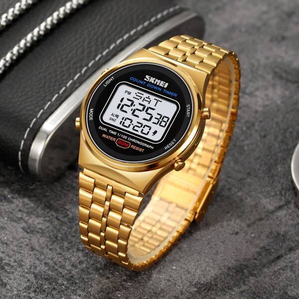 腕時計 レディース デジタル ビジネス防水女性ステンレススチールバンド多機能電子腕時計 (30 メートル)_画像1