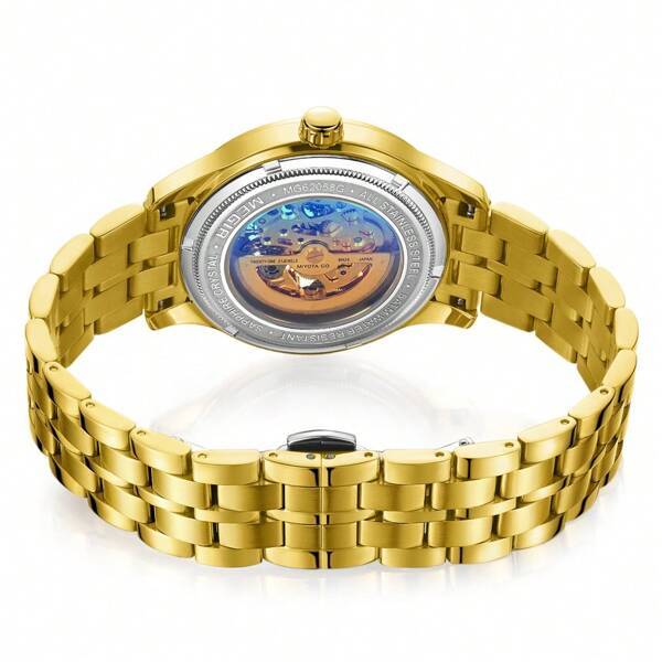 腕時計 メンズ 機械式 高級腕時計男性用防水ビッグダイヤル自動機械式時計ステンレス鋼サファイアゴールドビジネス腕時計時計リロイ_画像6
