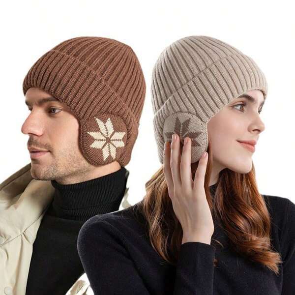 メンズ アクセサリー 帽子 1個 厚みのあるフリース裏地付きニット帽、耳カバー付き、男性および女性用、暖かく通気性のあるビーニーキ_画像6