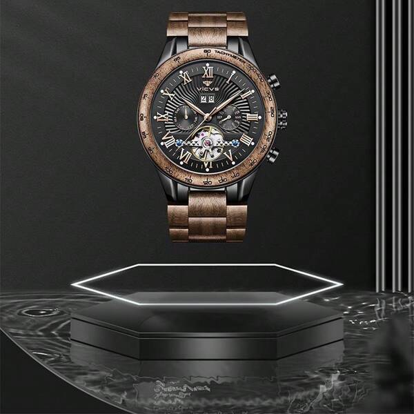 腕時計 メンズ 機械式 男性用 機械式 手巻き 腕時計 ウォールナット 男性へのプレゼント_画像2
