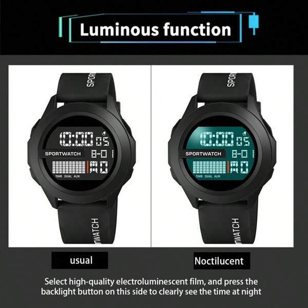 腕時計 メンズ デジタル 1 ピースメンズアウトドア多機能防水発光電子時計_画像5