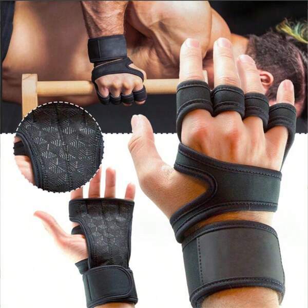 メンズ アクセサリー 手袋 フィットネスグローブ フック付き フィンガーレス ダンベル トレーニング器具 ボディビルの画像1