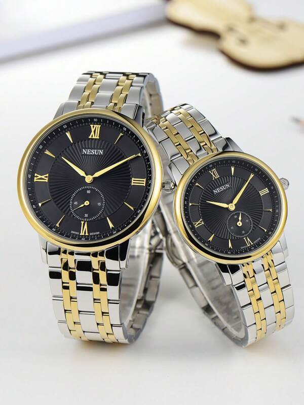 腕時計 ペアウォッチ カップル用クォーツ時計、スチールストラップ付き、ファッショナブルでシンプル、日常着に最適