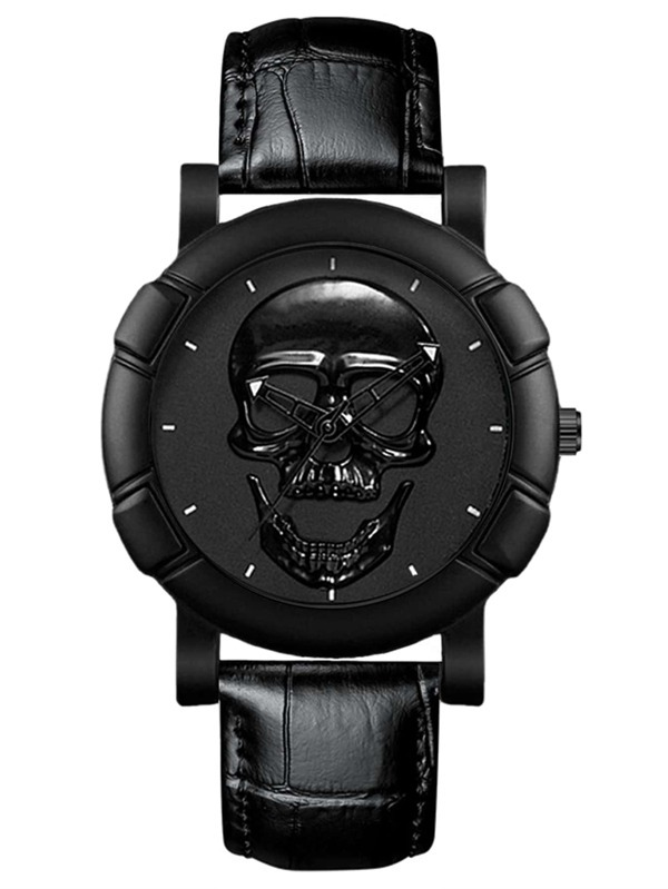 腕時計 メンズ クォーツ メンズ クラシック スケルトン スカル デザイン ビジネス & パーソナライズされた レザー腕時計_画像4