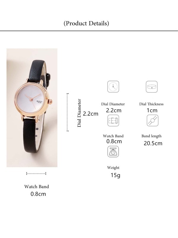 腕時計 レディース クォーツ 1個 ブラック ポリウレタンストラップ ファッション ラウンド , 日常 ダイヤルクォーツウォッチ_画像5