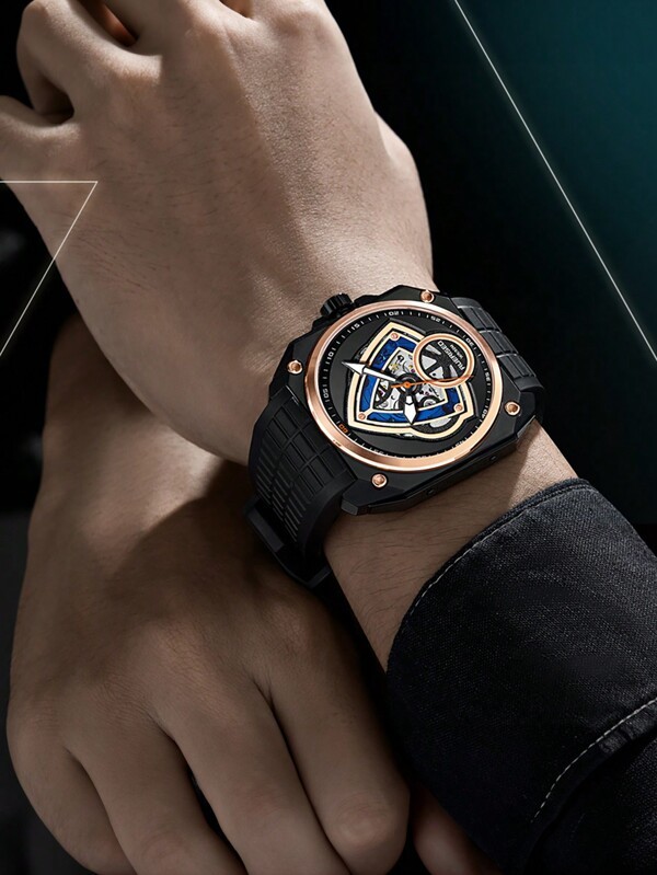 腕時計 メンズ 機械式 63007 メンズ ローズゴールド ステンレススチール 機械式腕時計、人工ブルーサファイアダイヤル、クール