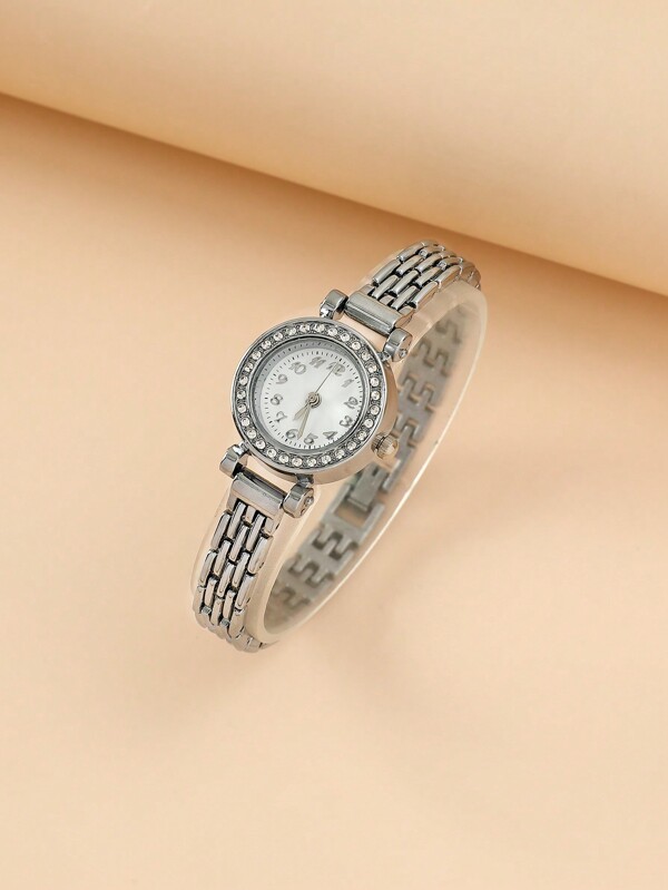 腕時計 レディース クォーツ 女性用 ファッション腕時計 リストウォッチ 銀色 ラインストーン 1本_画像4