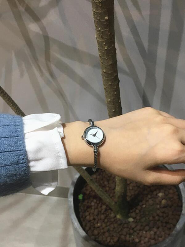腕時計 レディース クォーツ 1個 女性 シルバー 亜鉛合金 ストラップ ファッショナブル 丸い , 日常の装飾用 ダイヤルクォー_画像2