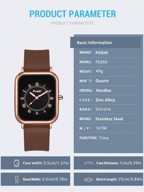 腕時計 レディース クォーツ ウォッチ レディース 正方形 シリコンストラップ クオーツ 1本_画像2