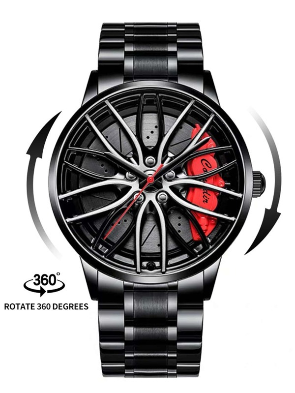 腕時計 メンズ クォーツ 1個 ブラック ステンレス鋼 ストラップ ファッショナブル ラウンド , 日常の装飾用 ダイヤルクォーツ_画像2