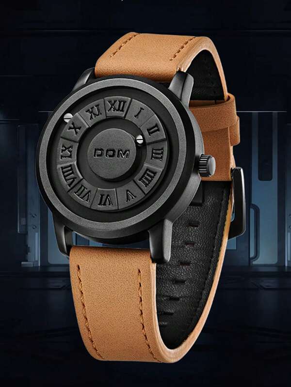 腕時計 メンズ クォーツ スタイリッシュなブラックテック磁気ビーズベルトと予備のレザーストラップ付きメンズウォッチ1個。_画像3