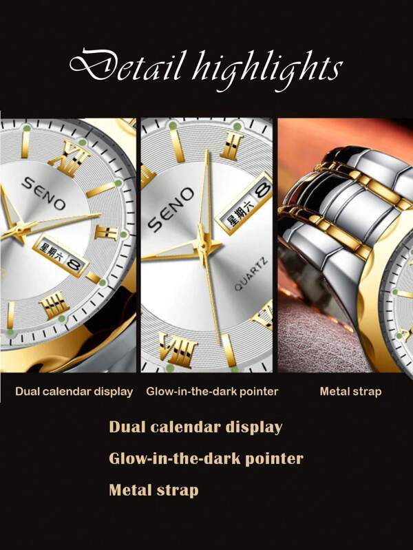 腕時計 メンズ クォーツ メンズ時計 防水 スチールバンド クォーツ 蛍光針付き 日付表示の画像6