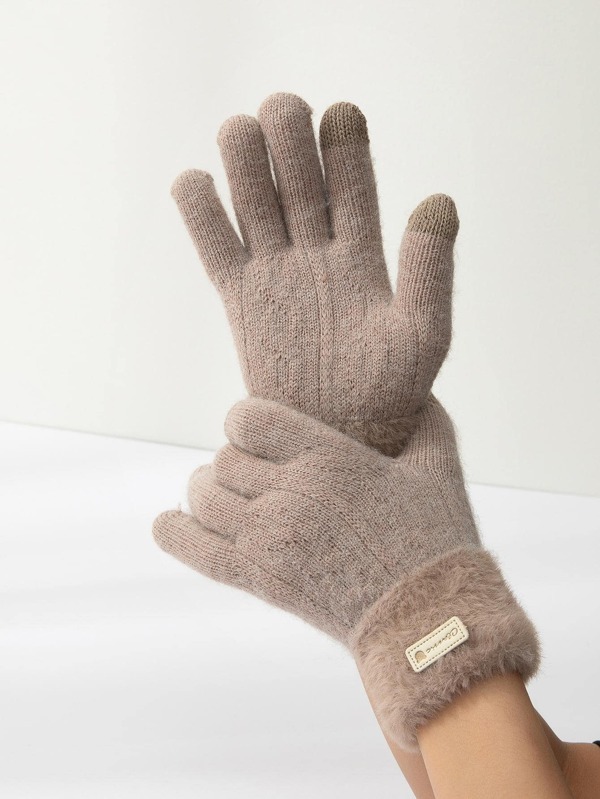 レディース アクセサリー 手袋 ファッション手袋 防寒 プラッシュライニング ソリッドカラー 女性用 男性用 兼用 1ペア_画像1