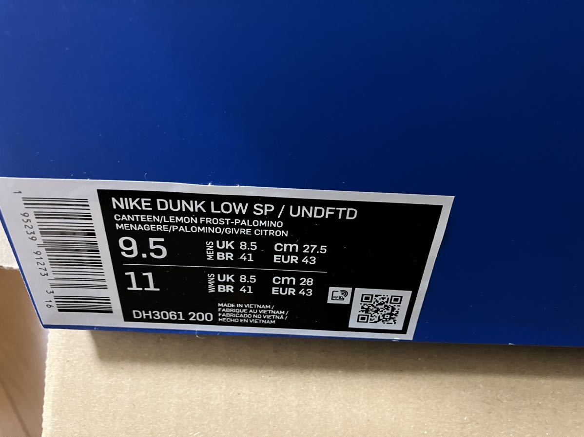 新品 国内正規品 UNDEFEATED × Nike Dunk Low SP Canteen Lemon Palomino 【27.5cm】 ナイキ ダンク アンディフィーテッド_画像2
