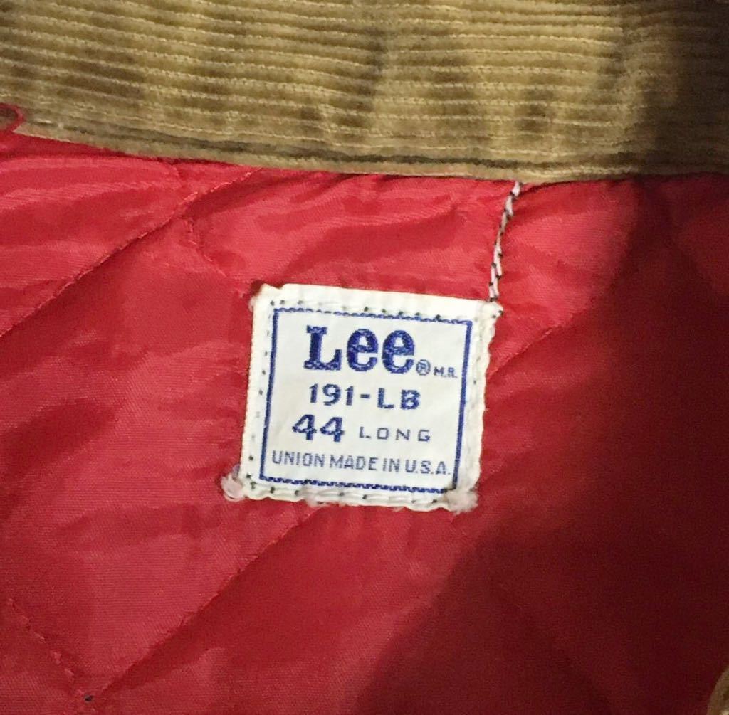 Lee 191-LB Denim жакет 44 LONG 70 годы vintage denim DENIM WORK JACKET Lee Work TALON Vintage used подкладка USA