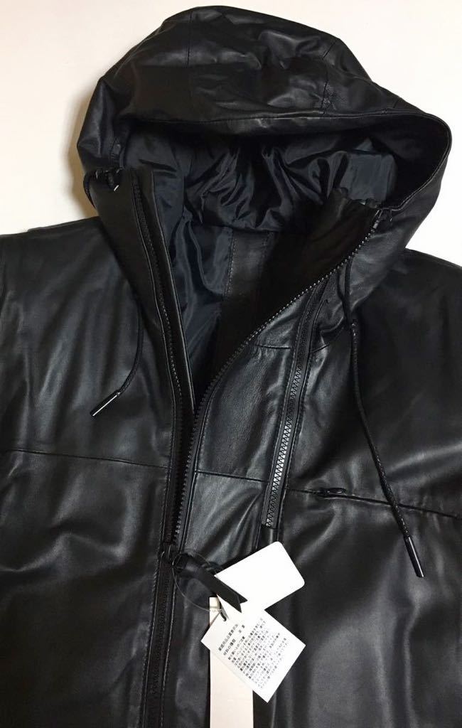 C DIEM カルペディエム レザー マウンテン パーカー 新品 L ブラック Leather Mountain Parka BLACK フーディ 革 ジャケット Jacket_画像3