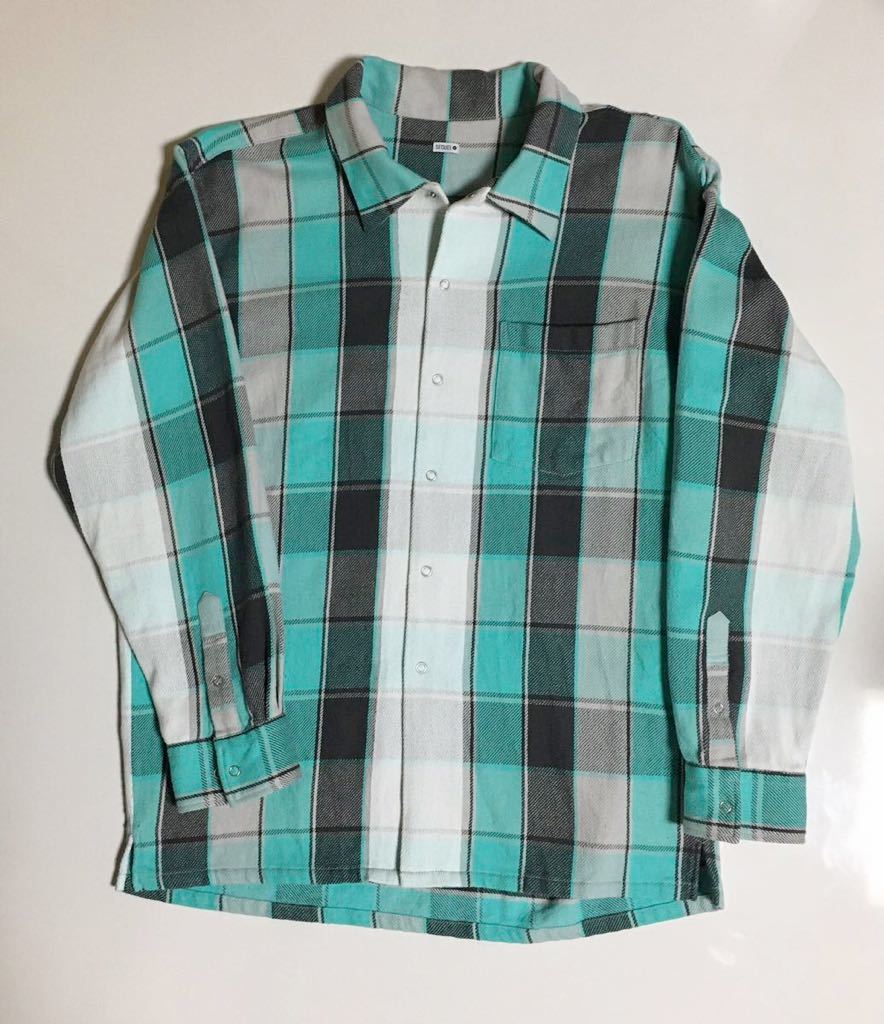 SEQUEL LINE NEL CHECK SHIRT XL MINT シークエル ライン ネル チェック シャツ ミント グリーン green fragment フラグメント 藤原ヒロシ