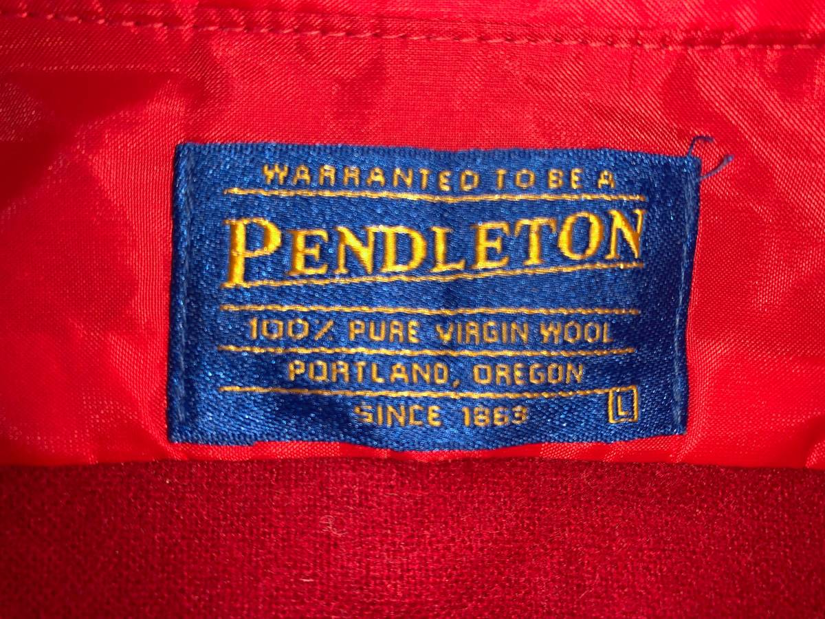 PENDLETON MADE IN U.S.A. 長袖 エルボーパッチ ウール シャツ XL 赤_画像4