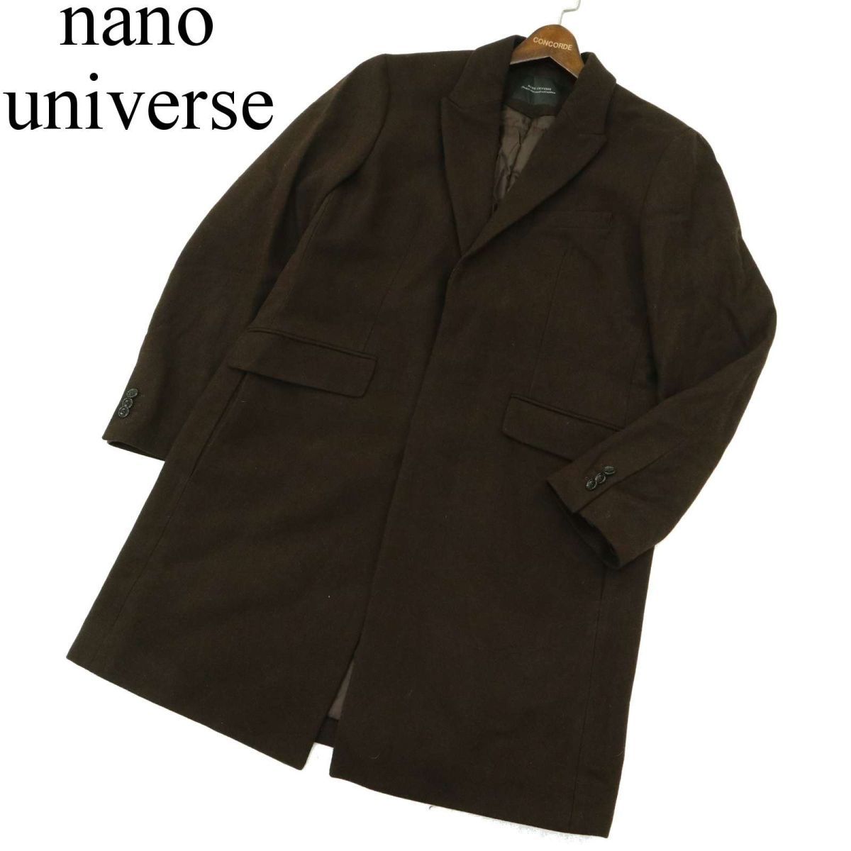 nano universe Nano Universe осень-зима melt n шерсть * с хлопком одиночный Пальто Честерфилд Sz.XL мужской большой размер A3T14389_C#N
