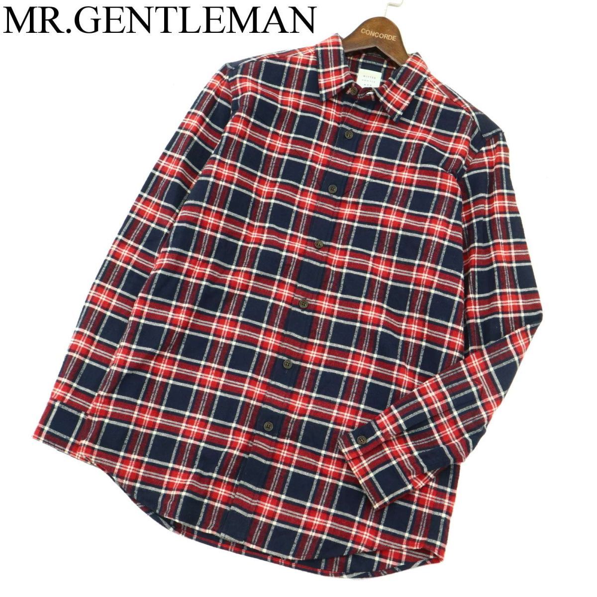 MR.GENTLEMAN ミスタージェントルマン 秋冬 長袖 チェック★ ネル シャツ Sz.L　メンズ 日本製　A3T14421_C#B_画像1