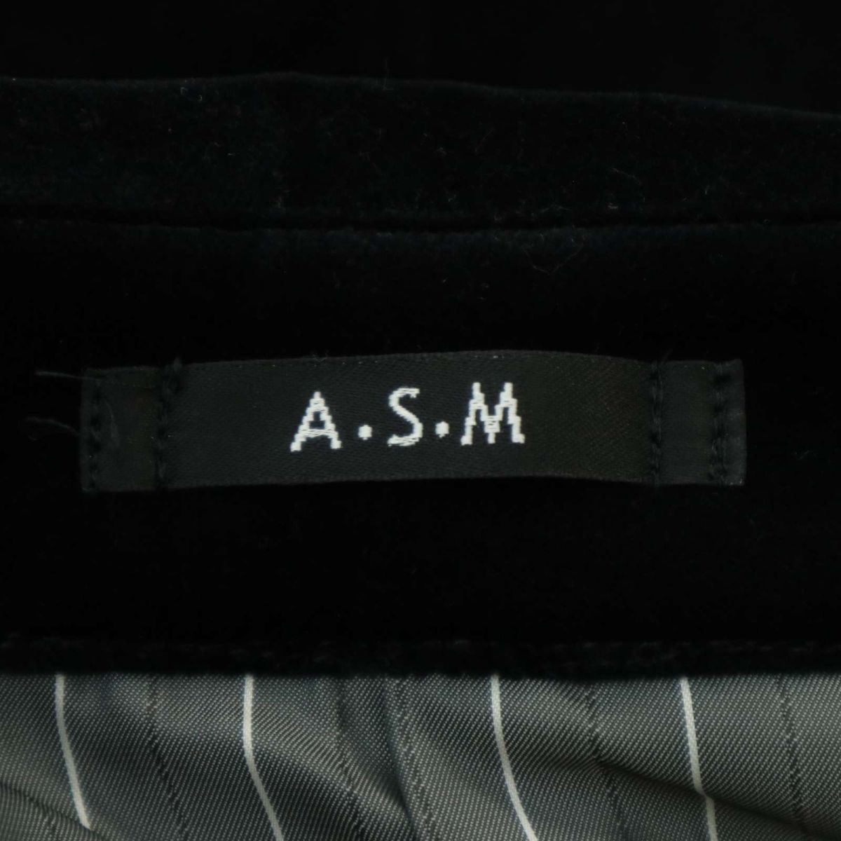 A.S.M アトリエサブ メン 秋冬 刻印 銀ボタン★ ベロア ミリタリー ジャケット ブレザー Sz.50　メンズ 黒 ASM　A3T14551_C#N_画像6