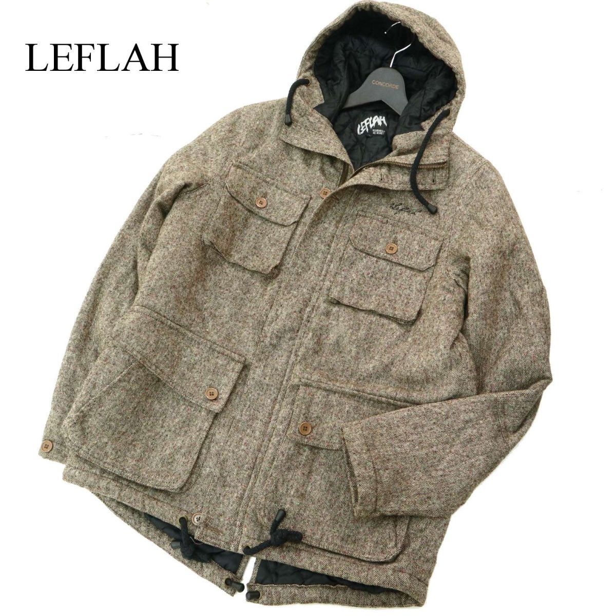 LEFLAH レフラー 秋冬 ウール混★ ツイード ネップ モッズ風 マウンテンパーカー ジャケット Sz.L　メンズ　A3T14714_C#N_画像1