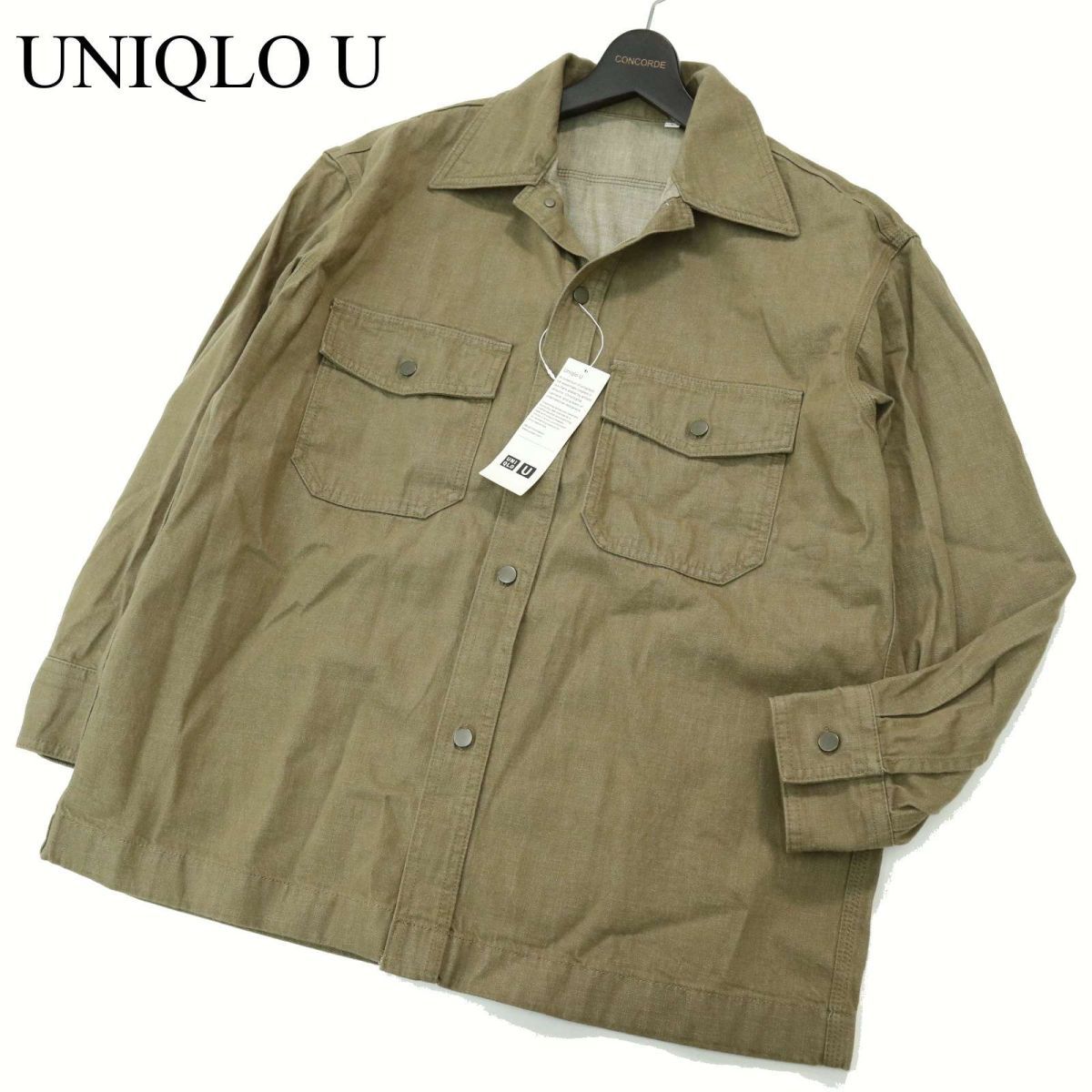 【新品 21AW】 UNIQLO U ユニクロ ユー ルメール 通年 長袖 デニム オーバーサイズ シャツ ジャケット Sz.L　メンズ 未使用　A3T14848_C#O_画像1