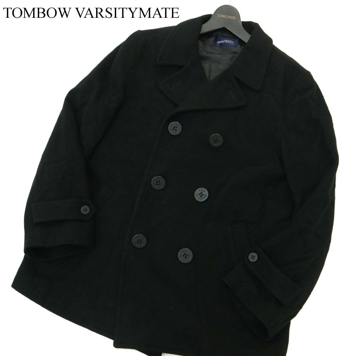 TOMBOW VARSITYMATE トンボ 秋冬 メルトン ウール★ Pコート Sz.M　メンズ 黒 学生 通学 学生服　A3T14708_C#N_画像1