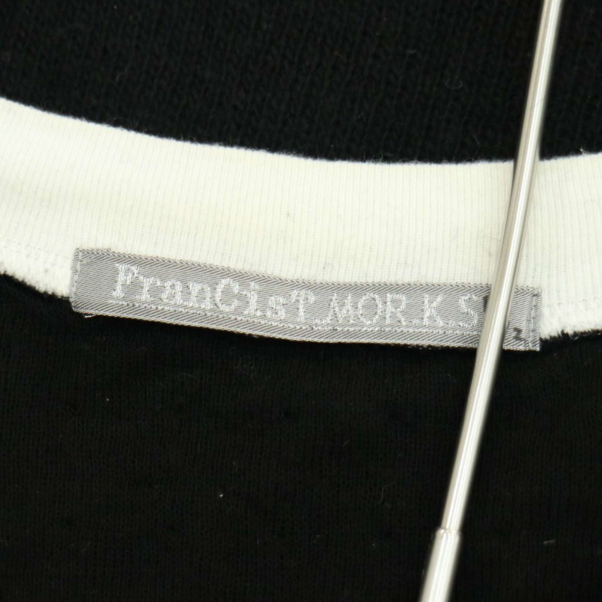 FranCisT_MOR.K.S. フランシストモークス スカル スワロ★ レイヤード風 ウール混 Vネック ニット セーター Sz.3　メンズ 黒　A3T15316_C#K_画像6