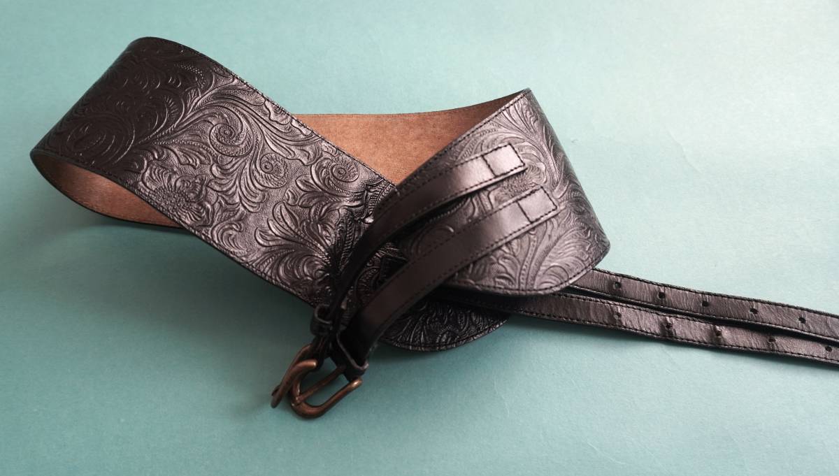 # Christian oja-ru black leather futoshi belt 
