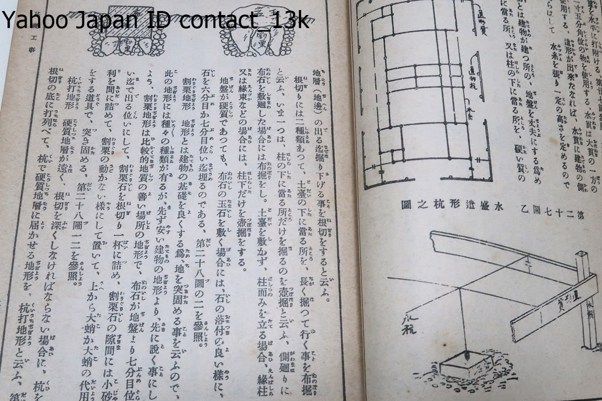 図解家屋造作雛形/建築技師森永達男/昭和27年/日本建築略史・家屋建築・基礎工事・木材の性質に就いて・小屋組・縁側・戸袋・化粧の作り方_画像8