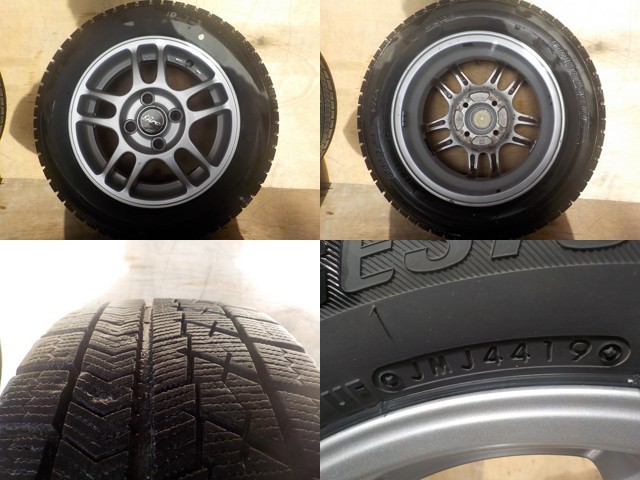 バリ山 スタッドレス ブリヂストン 155/65R13 GIRO アルミホイール 13インチ 4.5J +43 PCD100 4本SET 軽四 ムーブ ワゴンR タント デイズ_画像3