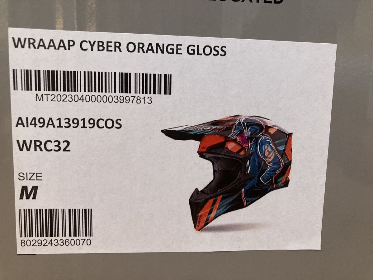 送料無料　新品　アイロー　Mサイズ　Airoh Wraaap Cyber Orange Gloss　オフロード　モトクロス　ヘルメット（検 ショウエイ アライ FOX）_画像10