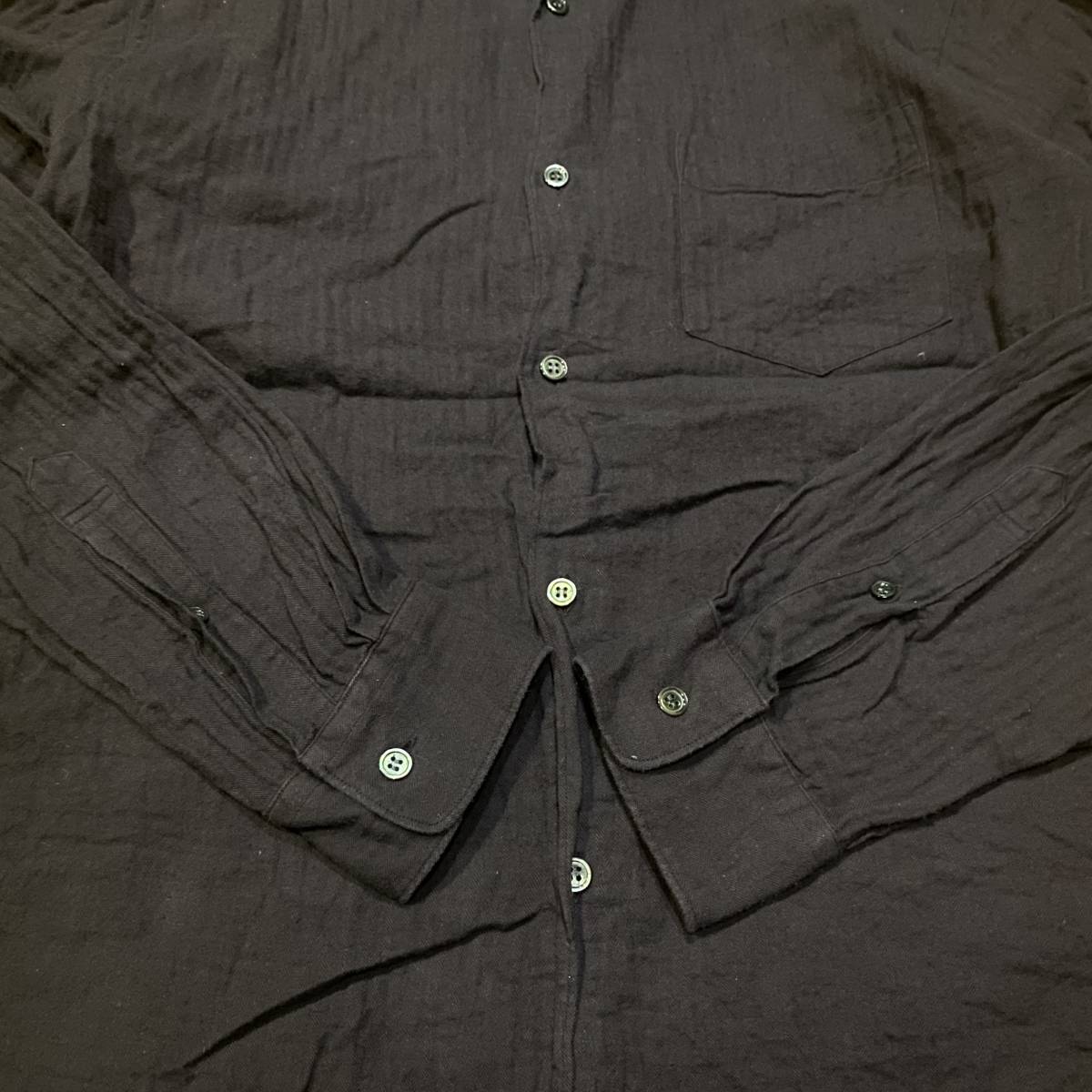即決・Johnbull・ジョンブルのガーゼっぽいふんわりとした素材感の細かいヘリンボーン柄のシャツ・Ｌ・日本製の画像5
