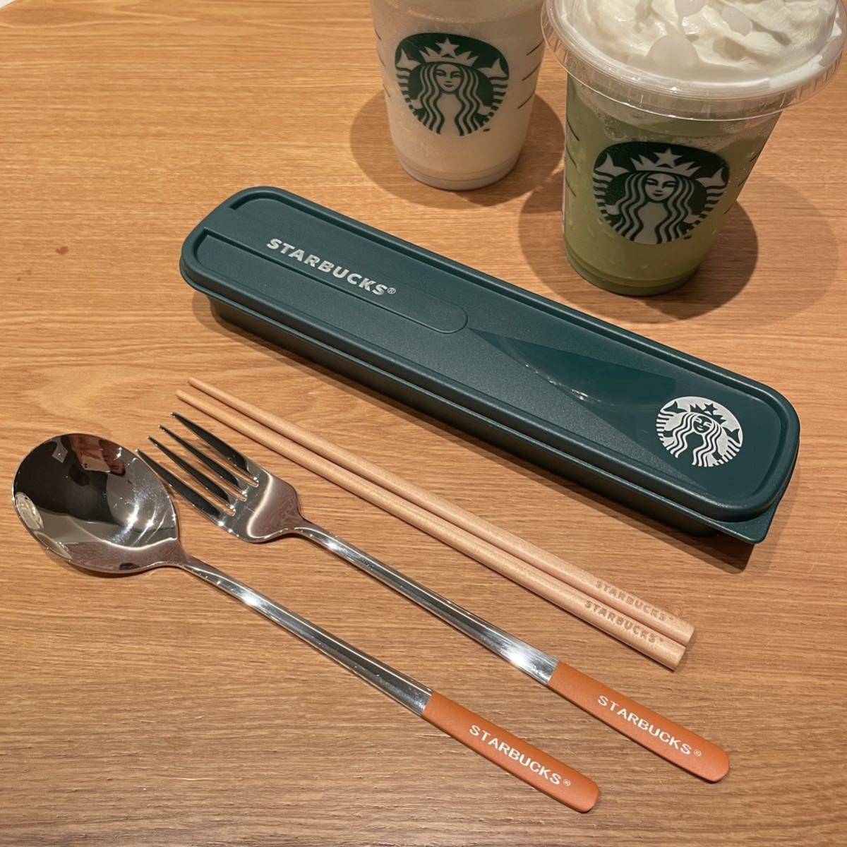  abroad limitation start ba Starbucks cutlery tableware set exclusive use box attaching .. green 