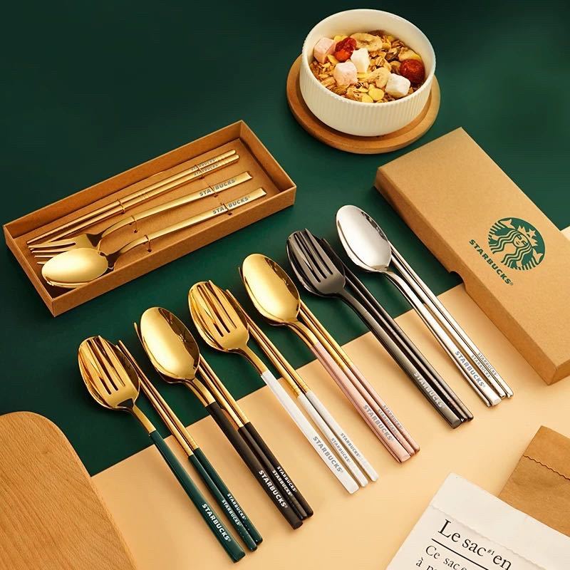  за границей ограничение старт ba Starbucks ножи посуда комплект специальный с коробкой черный 