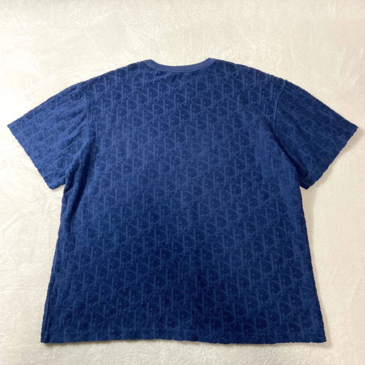 ☆極美品☆ Christian Dior パイル生地 トロッター 半袖Tシャツ ネイビー XLサイズの画像6