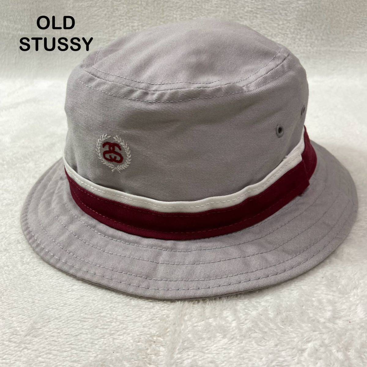 OLD STUSSY ロゴ刺繍　バケットハット　バケハ　帽子　X-XLサイズ　USA製