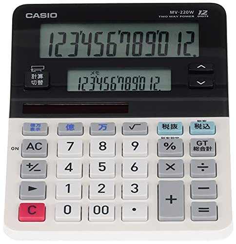  Casio twin liquid crystal calculator Mini Just type 12 column MV-220W-N