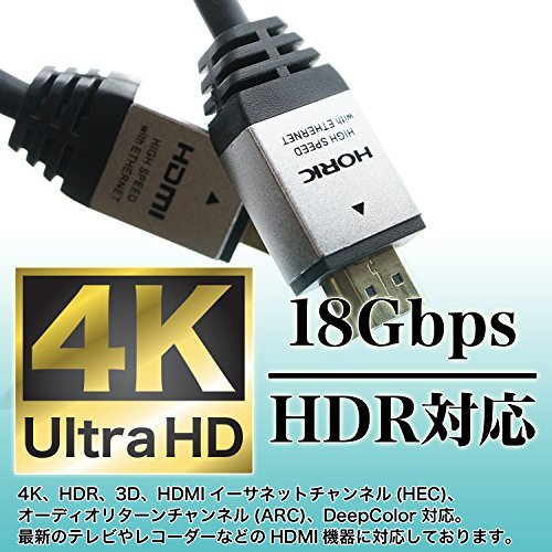 ホーリック プレミアムハイスピードHDMIケーブル 3m 18Gbps 4K/60p HDR HDMI 2.0規格 シルバー HD_画像5